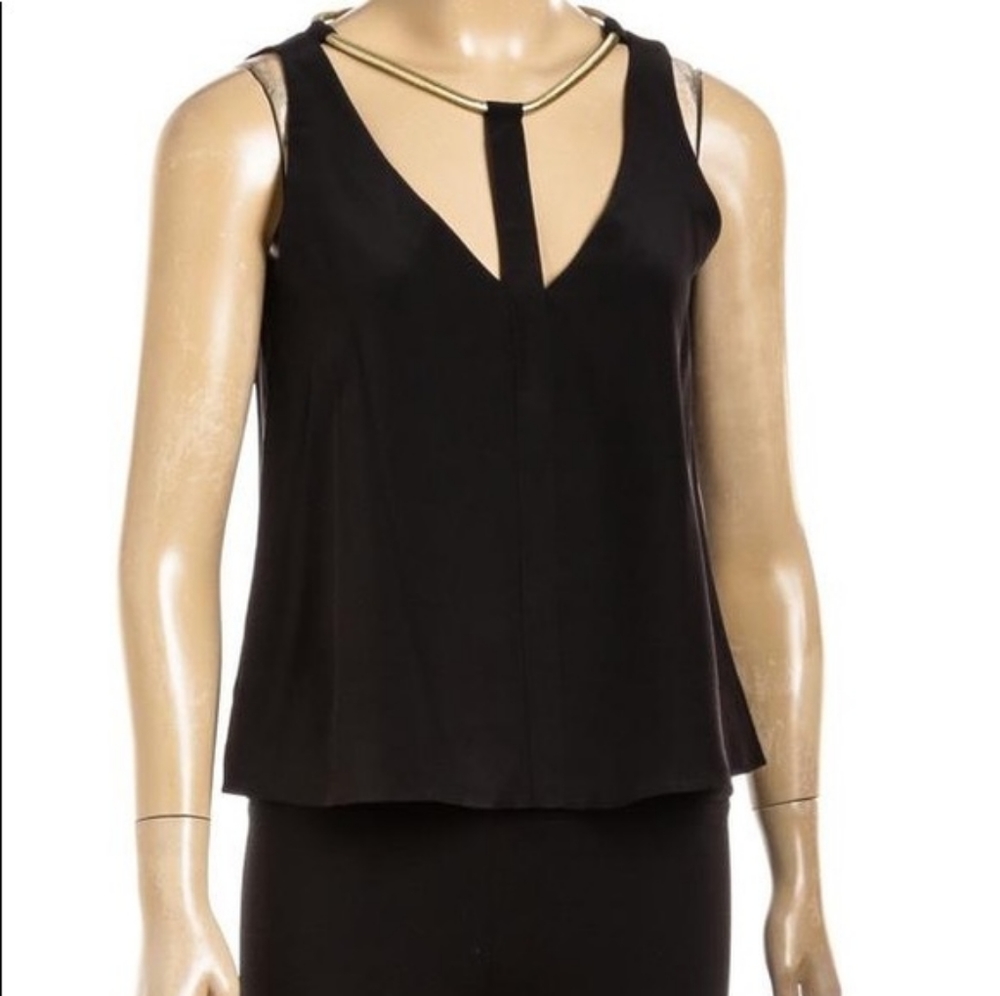 NWT BCBG MAX AZRIA BLACK SILK T-STRAP TOP BLOUSE X